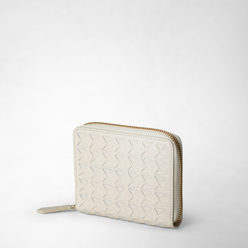Serapian Portafoglio mini con zip in mosaico panna Negozio