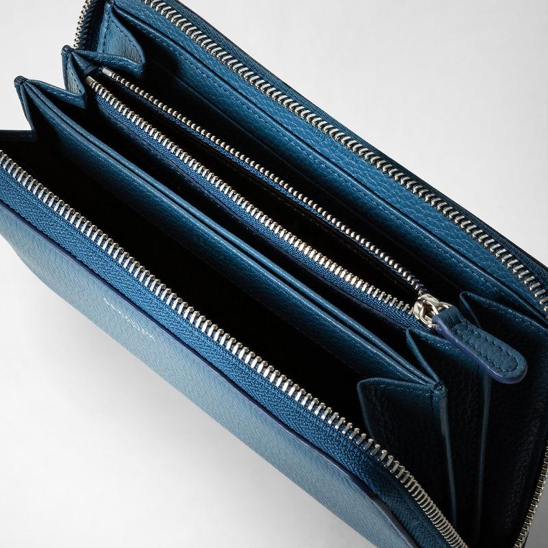 Serapian PORTAFOGLIO CON ZIP IN PELLE RUGIADA Nuova