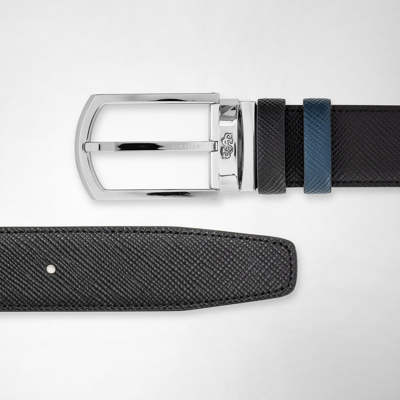 Serapian Cintura reversibile in pelle evoluzione nero-blu Vendita