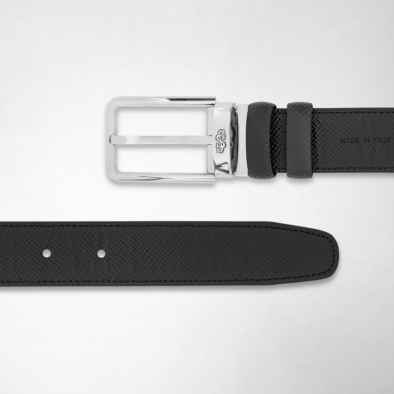 Serapian Reversible belt in evoluzione leather black navy blue Promozione