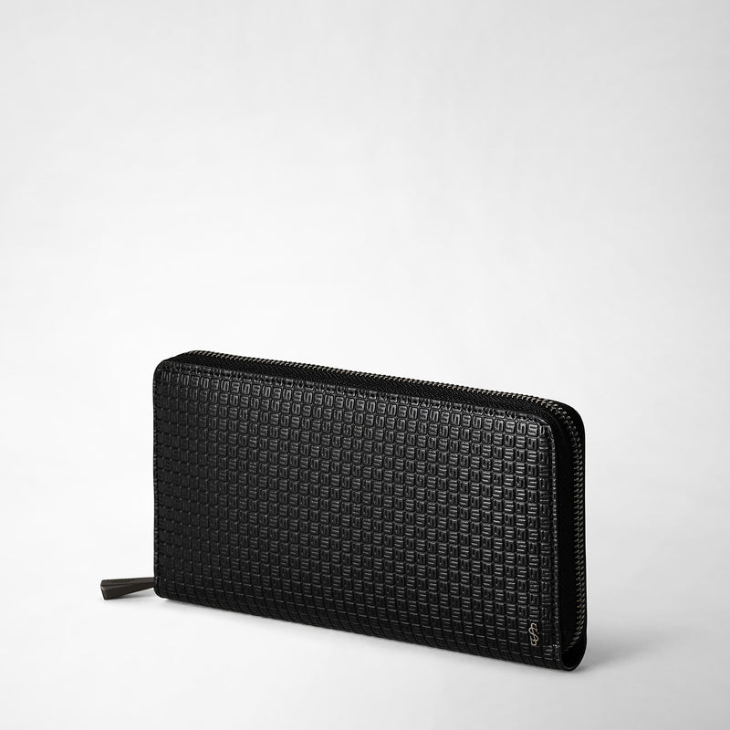 Serapian Portafoglio con zip in stepan nero-nero eclissi Spedizione Gratuita
