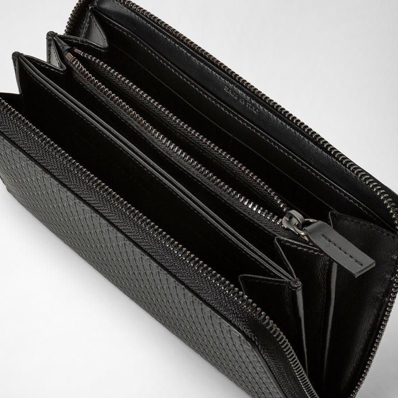 Serapian Portafoglio con zip in stepan nero-nero eclissi Spedizione Gratuita