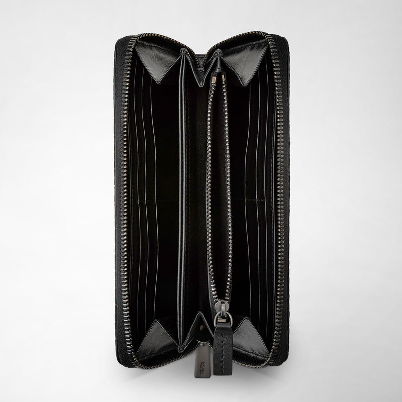 Serapian Portafoglio con zip in stepan nero-nero eclissi Spedizione Gratuita