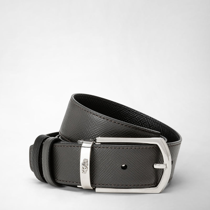 Serapian Cintura reversibile pelle evoluzione antracite-nero Pezzi Unici