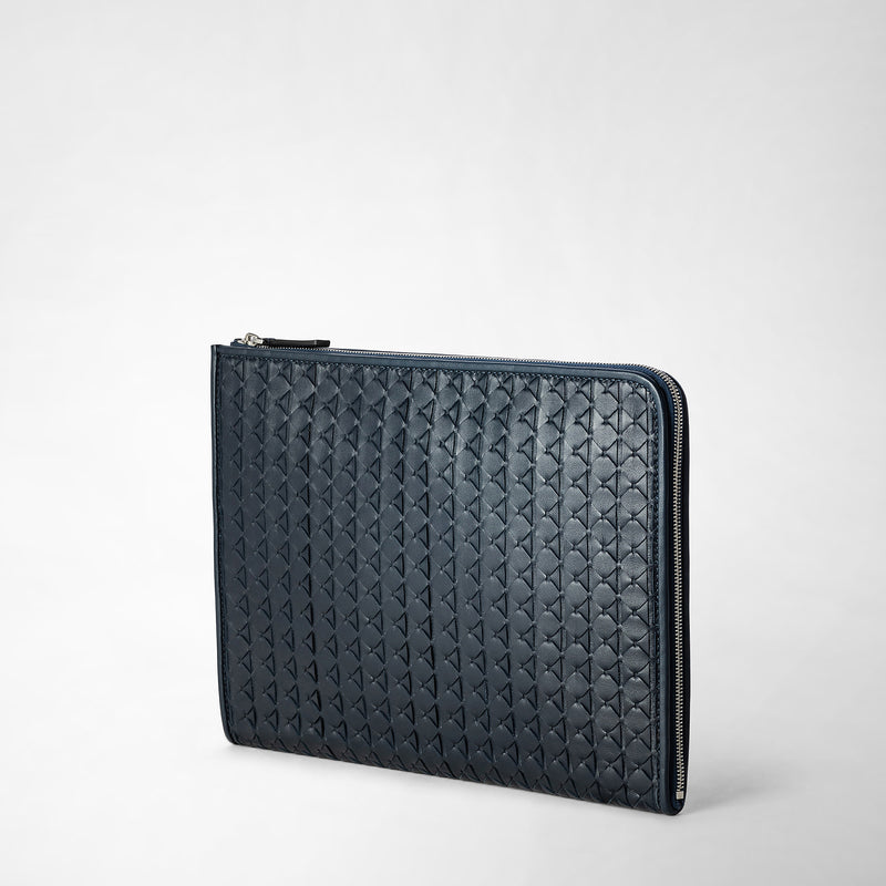 Serapian Compact document folio in mosaico navy blue Qualità Garantita