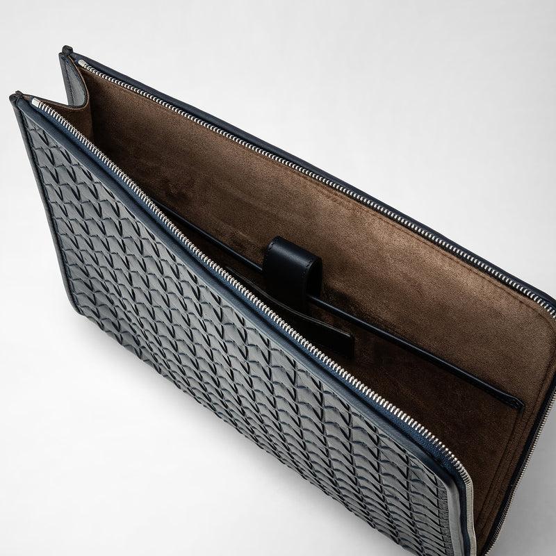 Serapian Compact document folio in mosaico navy blue Qualità Garantita