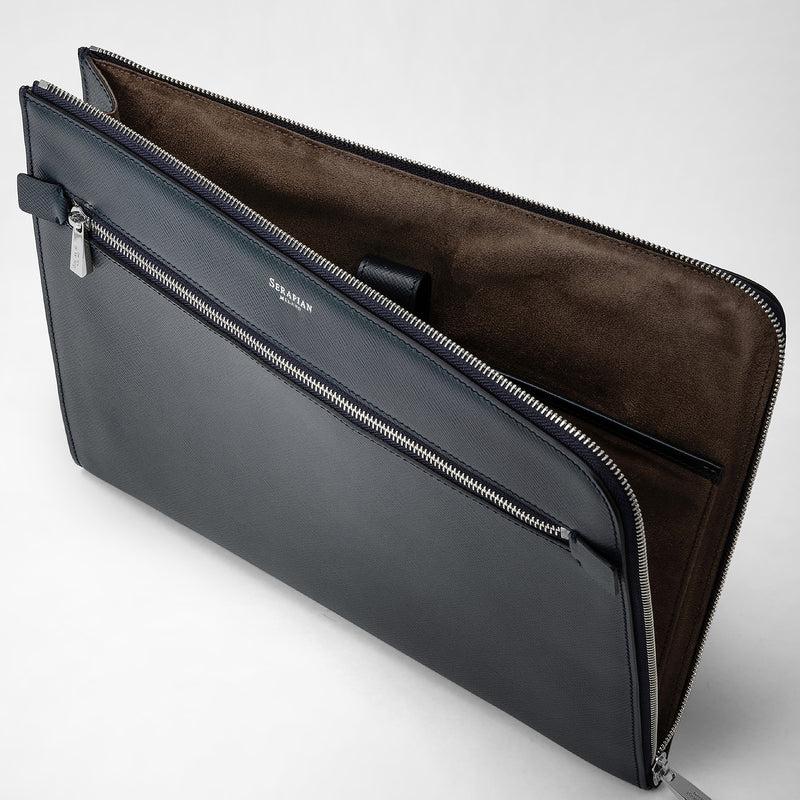 Serapian Portadocumenti in pelle evoluzione blu navy Consegna Veloce