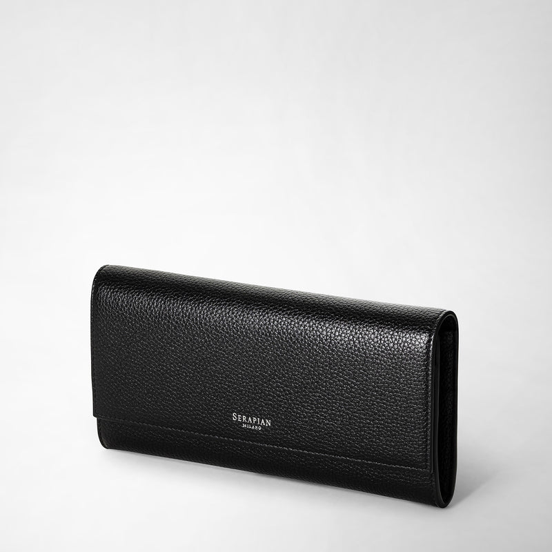 Serapian Portafoglio continental in pelle rugiada nero Shopping Online