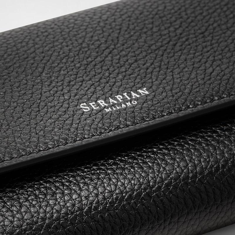 Serapian Portafoglio continental in pelle rugiada nero Shopping Online