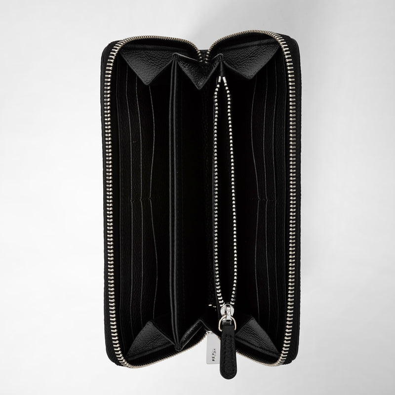 Serapian Portafoglio con zip in pelle rugiada nero Convenienza