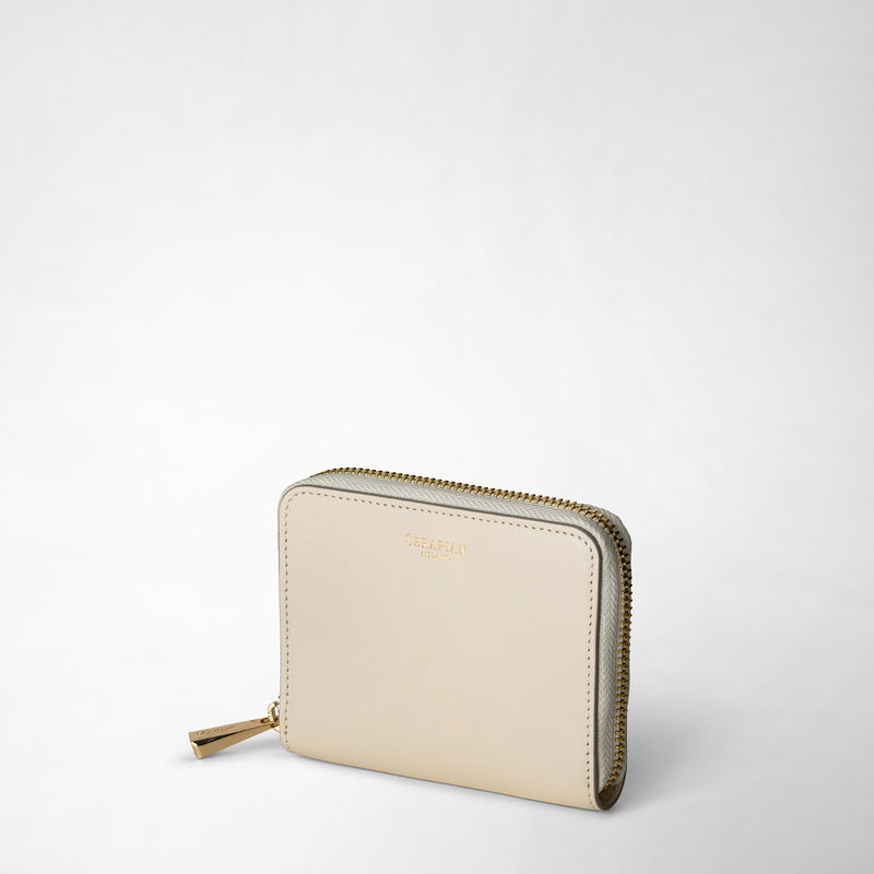 Serapian Small zip-around wallet in seta leather cream Online