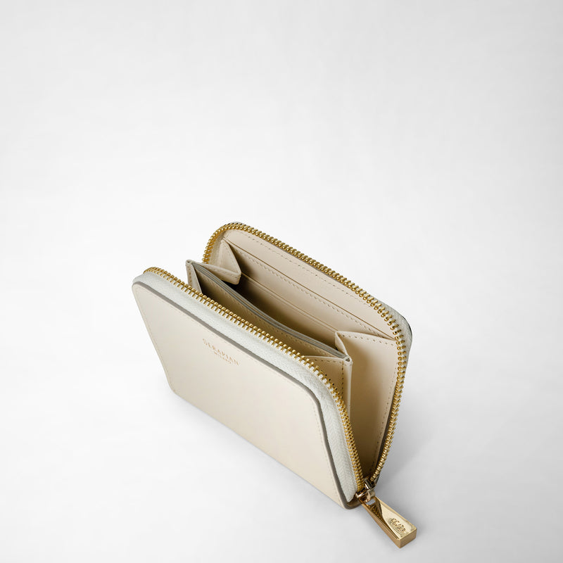 Serapian Small zip-around wallet in seta leather cream Online