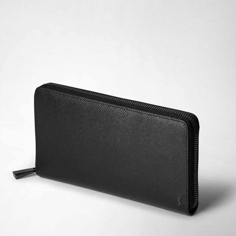 Serapian Zip-around wallet in evoluzione leather eclipse black Vendita Calda
