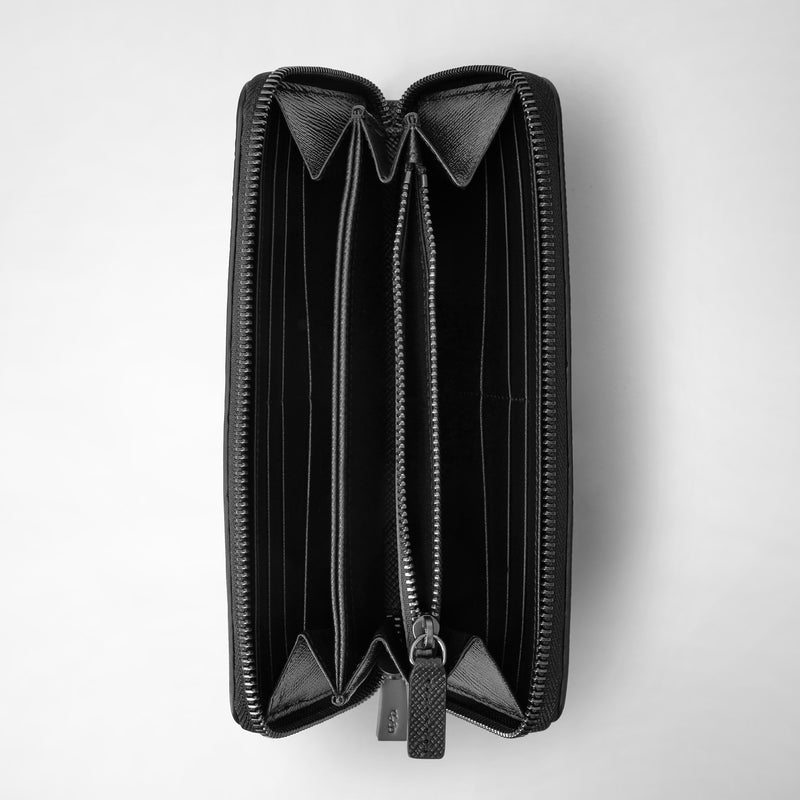 Serapian Zip-around wallet in evoluzione leather eclipse black Vendita Calda