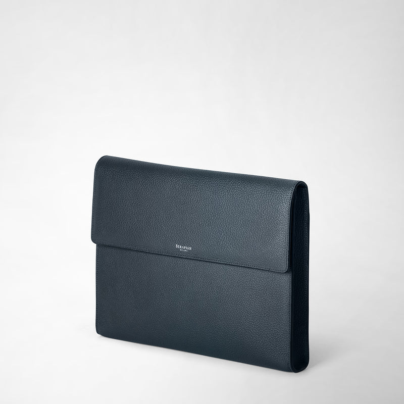 Serapian Portadocumenti con patta in pelle cachemire blu navy Saldi Di Fabbrica