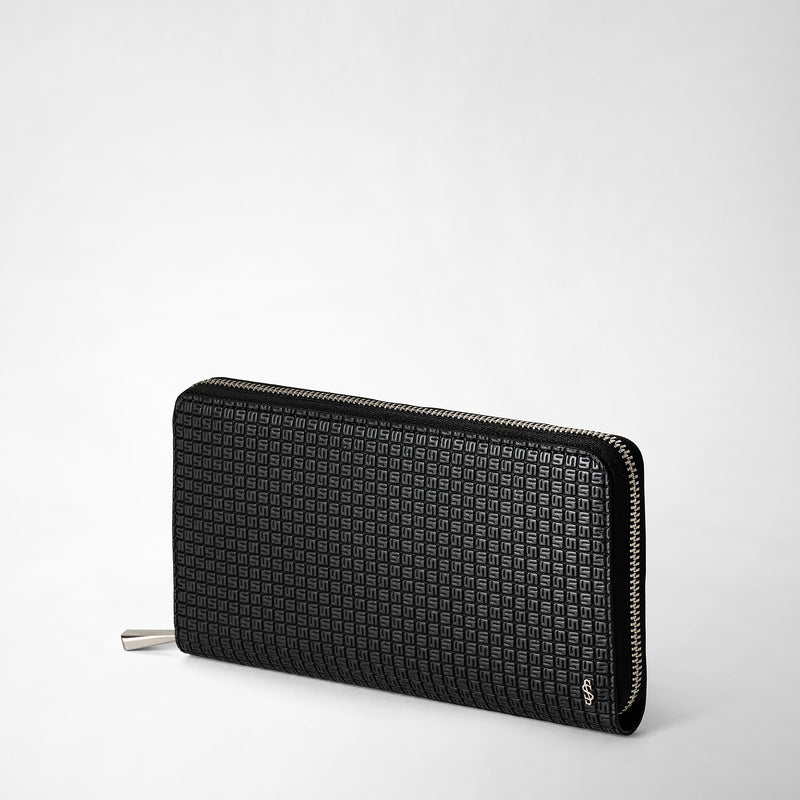 Serapian Portafoglio con zip in stepan asfalto-nero Vendite Flash