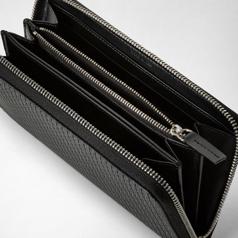 Serapian Portafoglio con zip in stepan asfalto-nero Vendite Flash