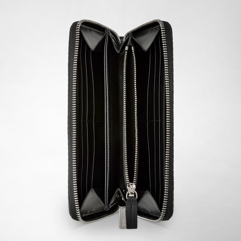 Serapian Portafoglio con zip in stepan asfalto-nero Vendite Flash