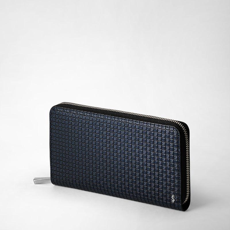 Serapian Portafoglio con zip in stepan blu oceano-nero In Saldo