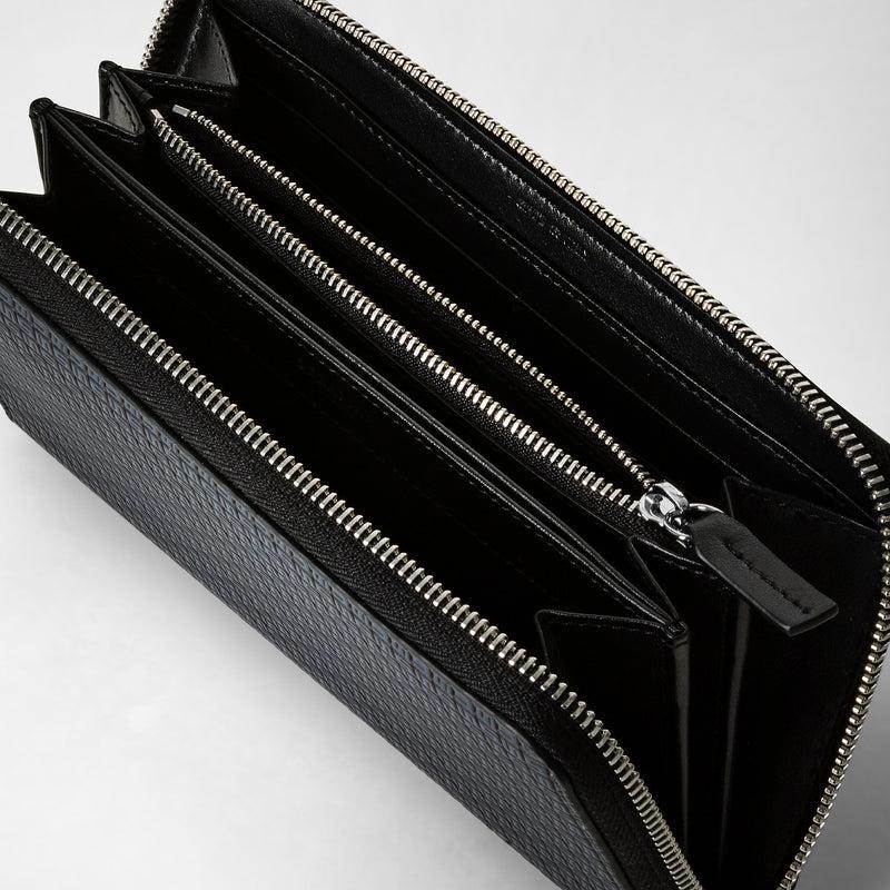 Serapian Portafoglio con zip in stepan blu oceano-nero In Saldo
