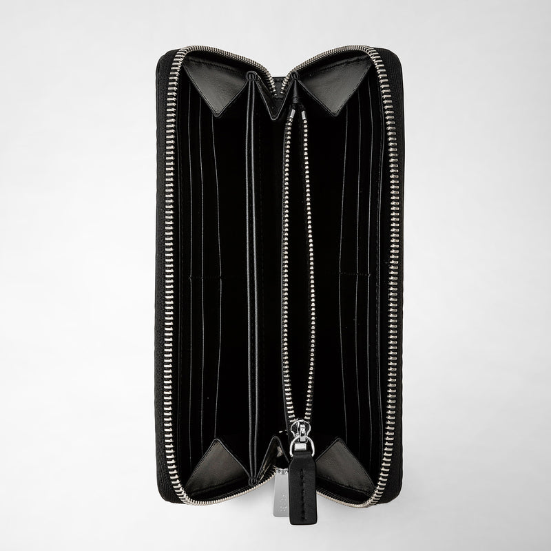 Serapian Portafoglio con zip in stepan blu oceano-nero In Saldo