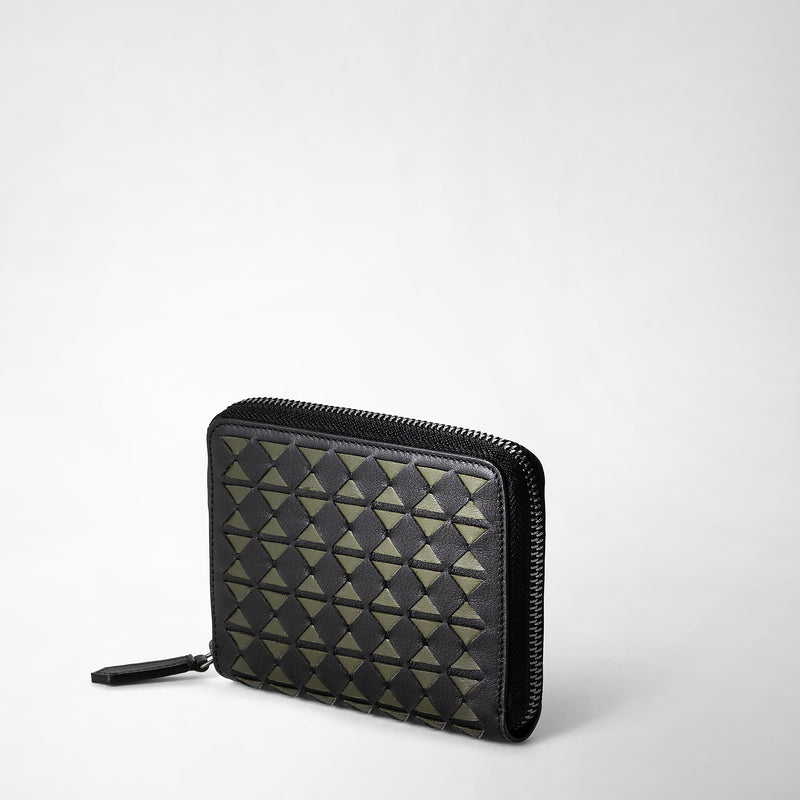 Serapian Mini zip wallet in mosaico eclipse black moss green Black Friday Prezzi