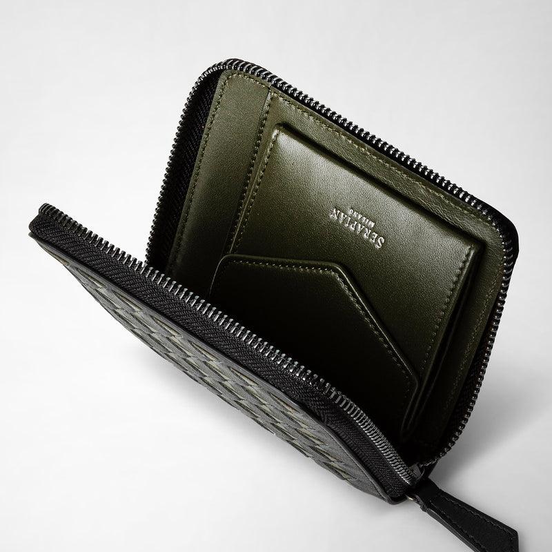 Serapian Mini zip wallet in mosaico eclipse black moss green Black Friday Prezzi