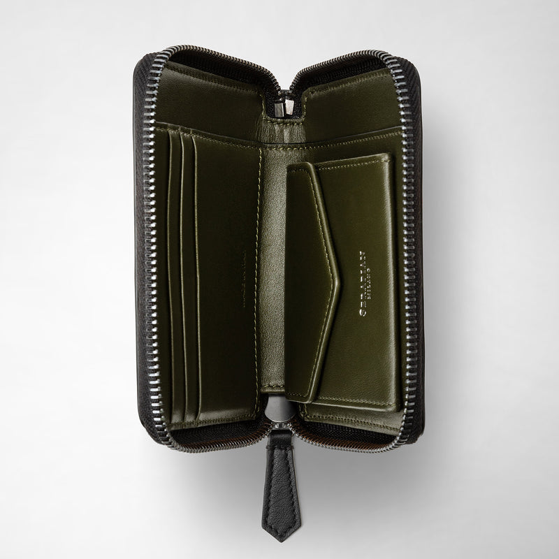 Serapian Mini zip wallet in mosaico eclipse black moss green Black Friday Prezzi