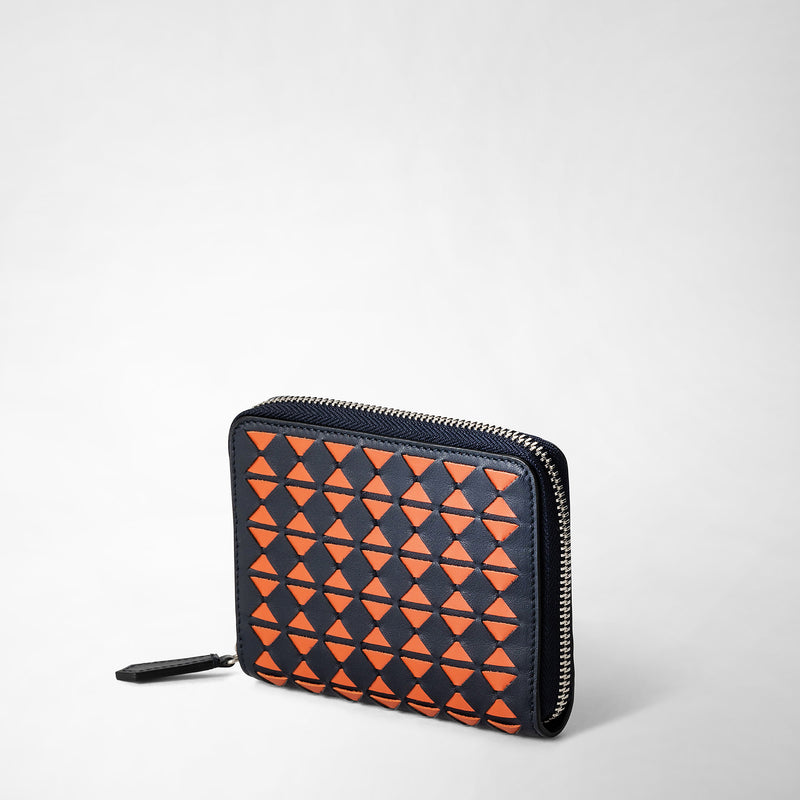 Serapian Mini zip wallet in mosaico navy blue orange Italia