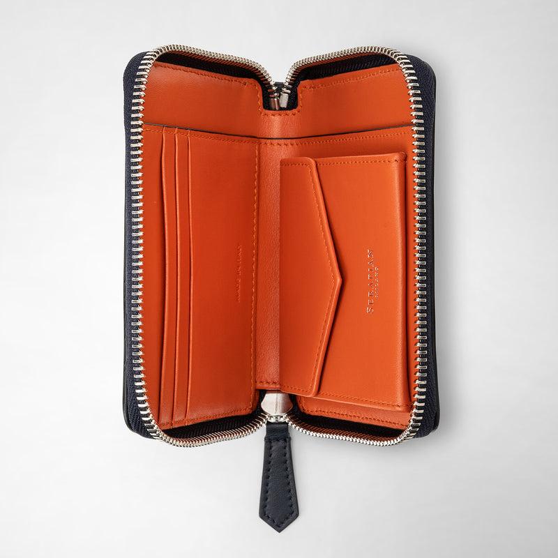 Serapian Mini zip wallet in mosaico navy blue orange Italia