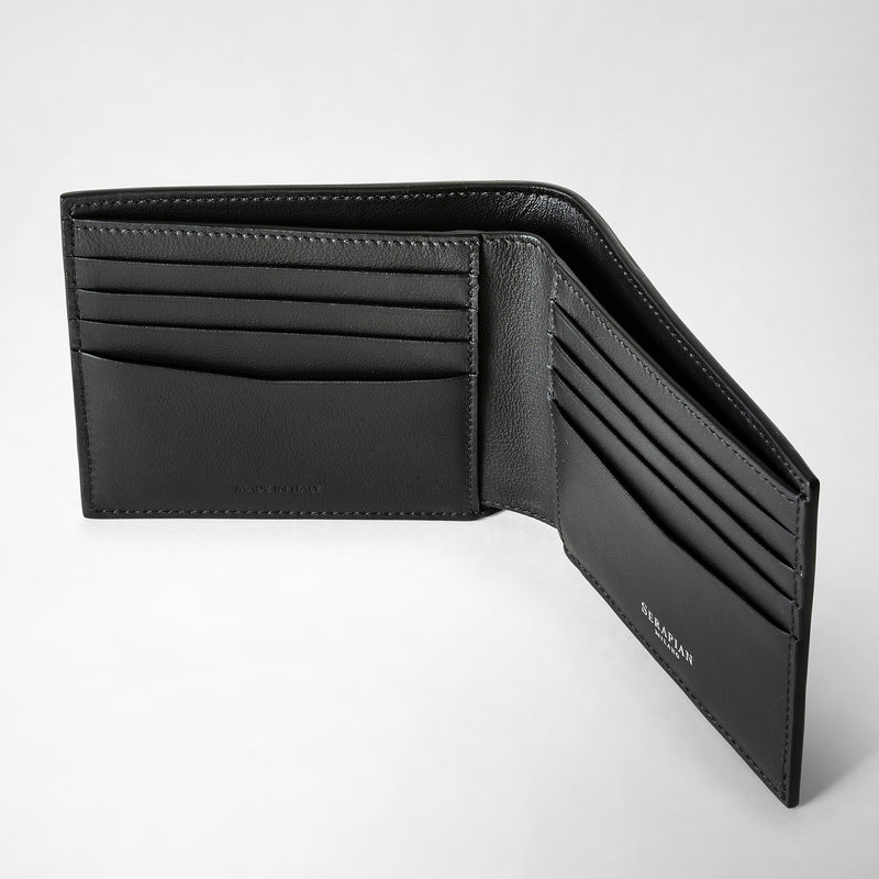 Serapian 8-card billfold in mosaico black In Linea