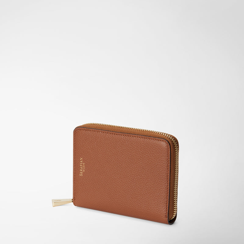 Serapian Portafoglio mini con zip in pelle rugiada cuoio Promozione