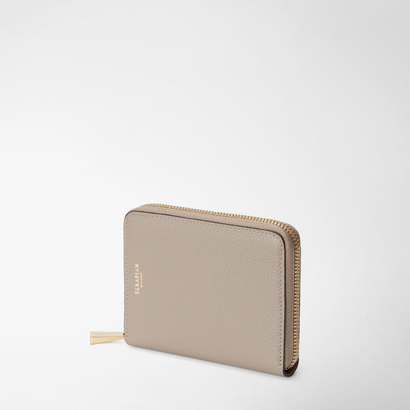 Serapian Portafoglio mini con zip in pelle rugiada sahara Spedizione Gratuita