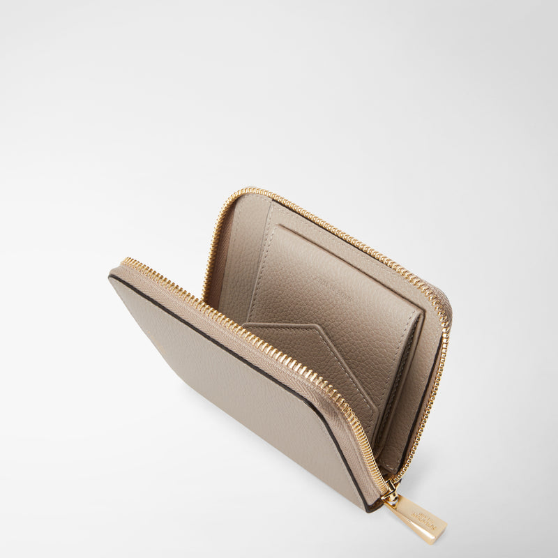 Serapian Portafoglio mini con zip in pelle rugiada sahara Spedizione Gratuita