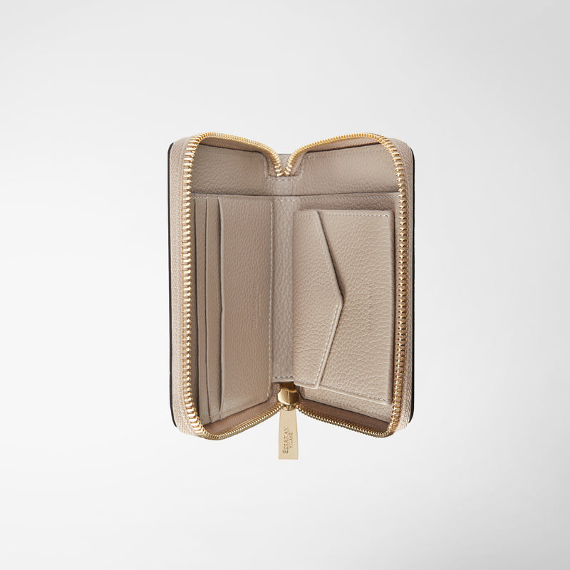 Serapian Portafoglio mini con zip in pelle rugiada sahara Spedizione Gratuita