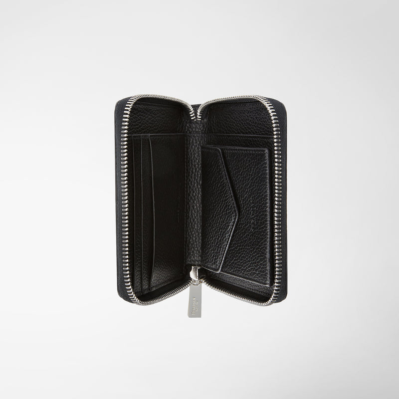 Serapian Portafoglio mini con zip in pelle rugiada nero Pezzi Unici