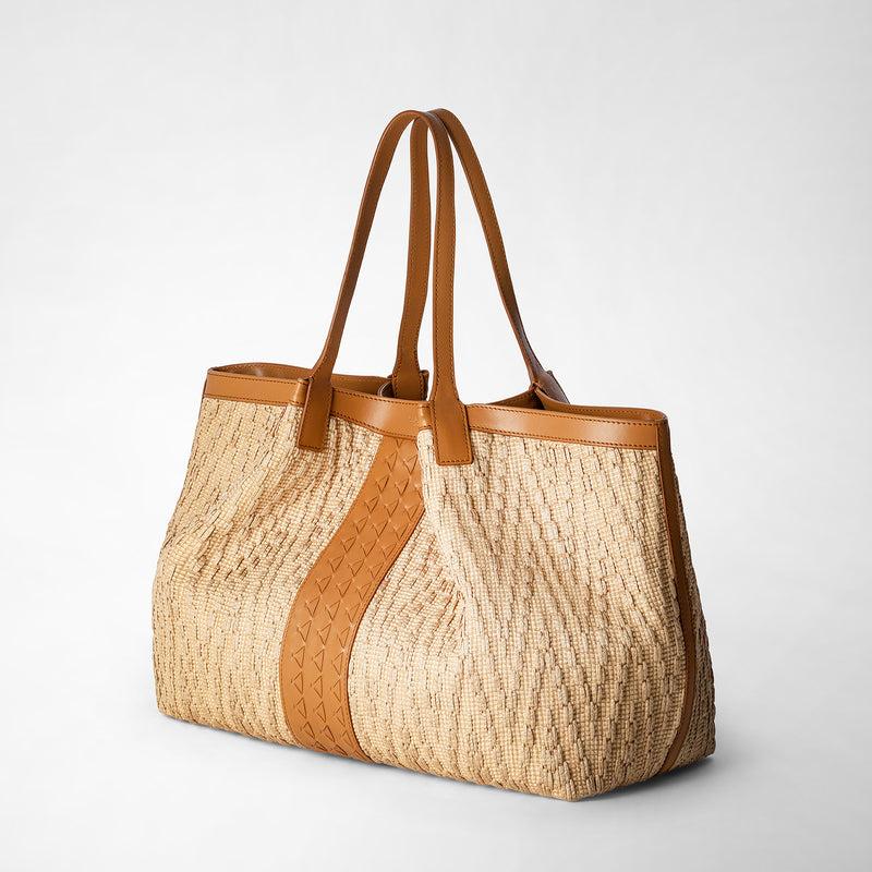 Serapian TOTE BAG SECRET IN RAFIA E PELLE SETA Consegna Veloce