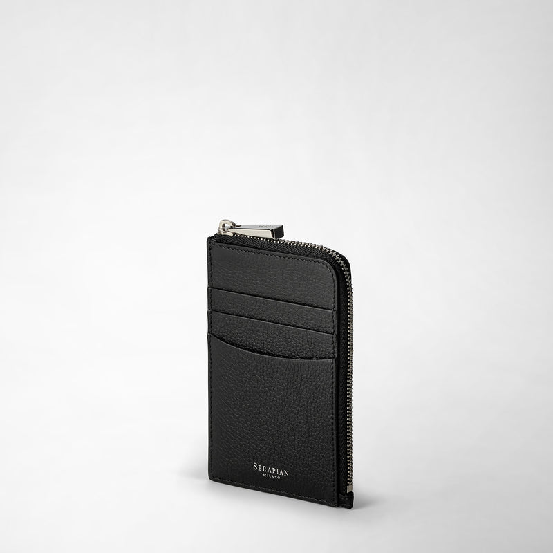 Serapian Portacarte con zip in pelle rugiada nero Convenienza