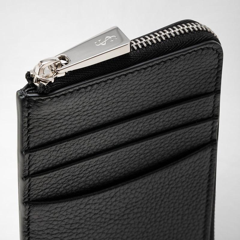 Serapian Portacarte con zip in pelle rugiada nero Convenienza