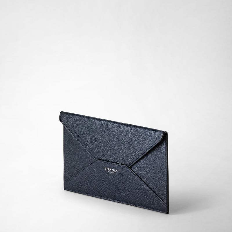 Serapian Pouch in cachemire leather navy blue Vendita Calda