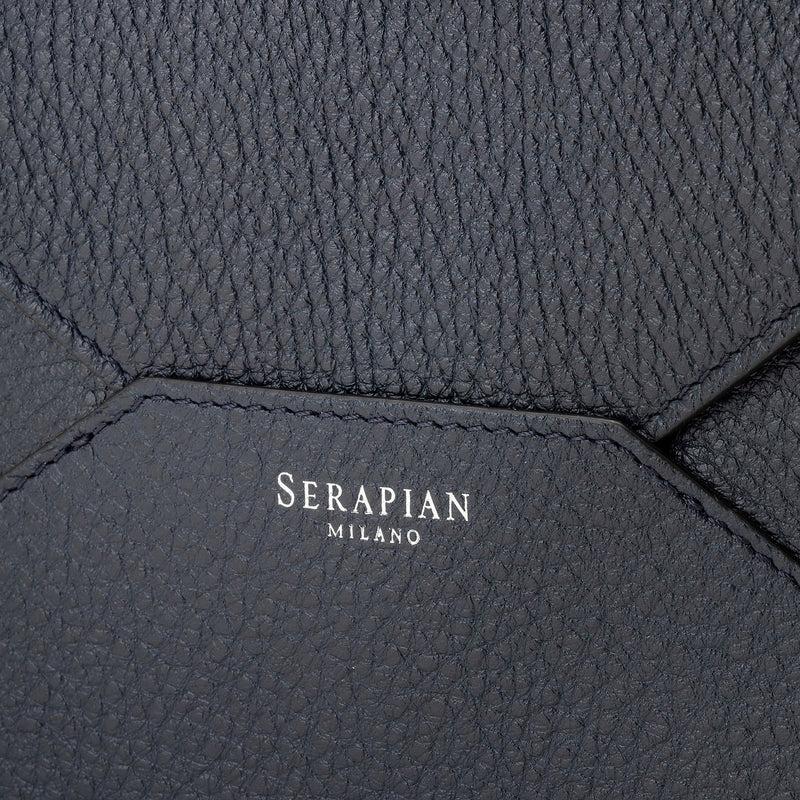 Serapian Pouch in cachemire leather navy blue Vendita Calda
