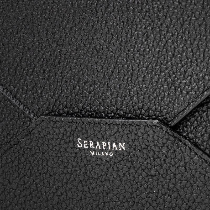 Serapian Pouch in cachemire leather black Saldi Di Fabbrica