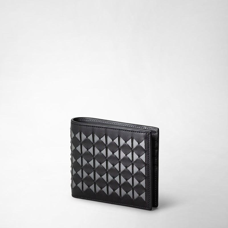 Serapian 8-card billfold in mosaico black and asphalt gray Vendite Flash