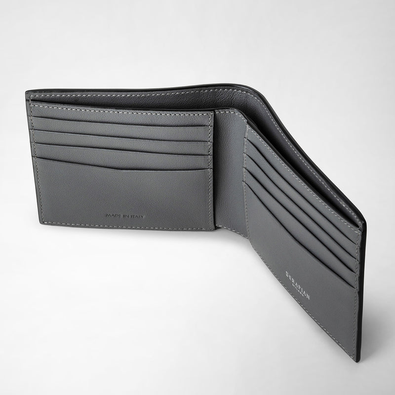 Serapian 8-card billfold in mosaico black and asphalt gray Vendite Flash