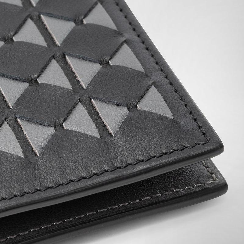 Serapian 8-card billfold in mosaico black and asphalt gray Vendite Flash
