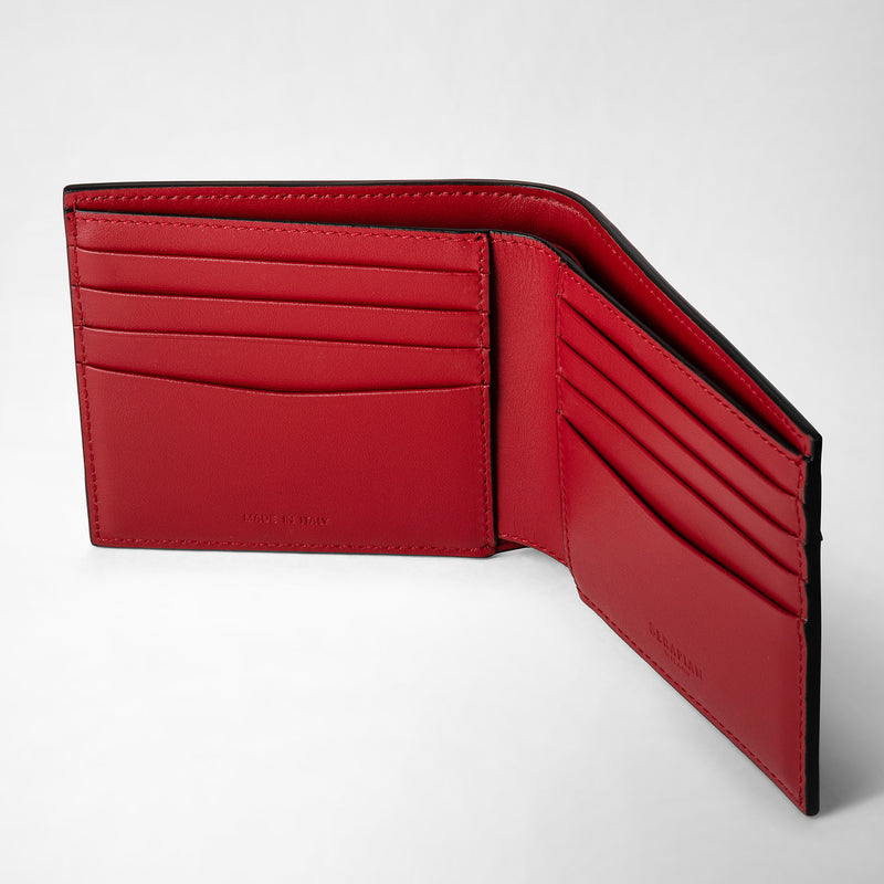 Serapian 8-card billfold in mosaico black and amaranth Negozio