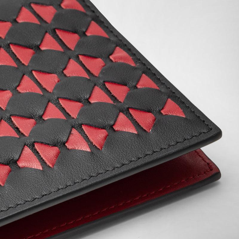 Serapian 8-card billfold in mosaico black and amaranth Negozio