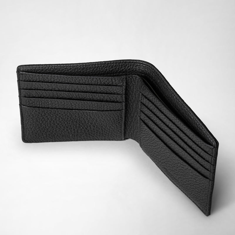 Serapian Portafoglio per 8 carte in pelle cachemire nero Nuova