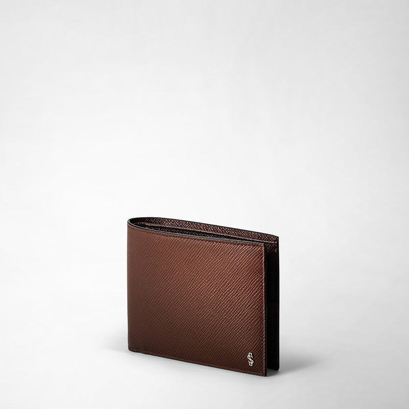 Serapian 8-card billfold wallet in evoluzione leather burgundy Italy