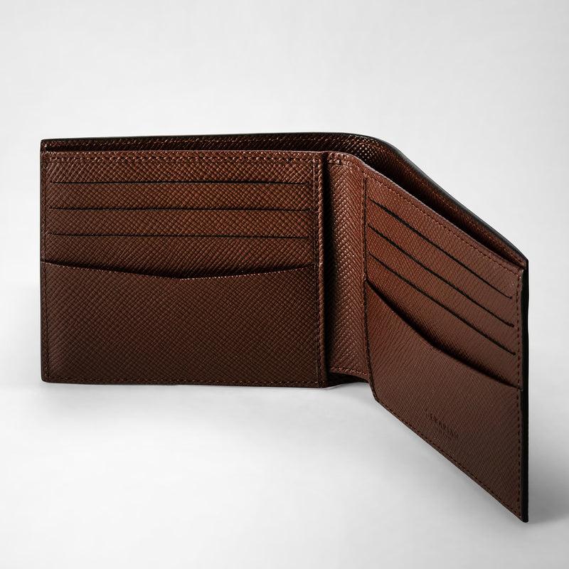 Serapian 8-card billfold wallet in evoluzione leather burgundy Italy